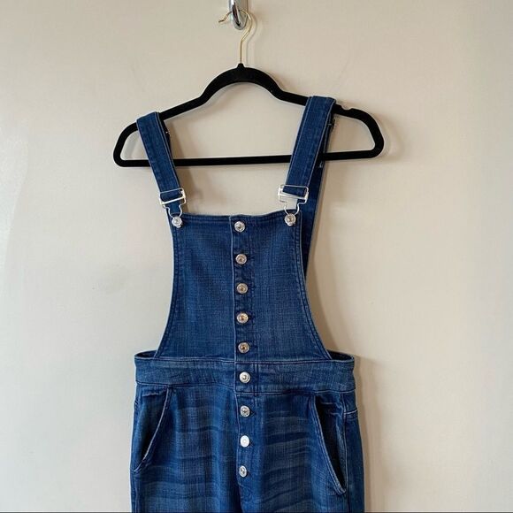 7 For All Mankind-Janette Tapered Medium Wash Overalls (Size:27) - Picture 6 of 16